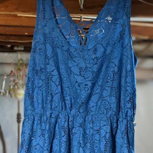 High-Low Lace Dress in Bright Blue